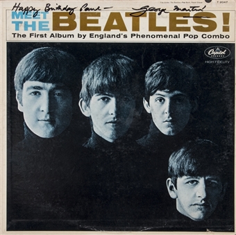 George Martin Signed & Inscribed "Meet the Beatles" Album Cover (PSA/DNA)